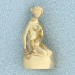 The Little Mermaid Of Copenhagen Denmark Pendant Or Charm In 14k Yellow Gold