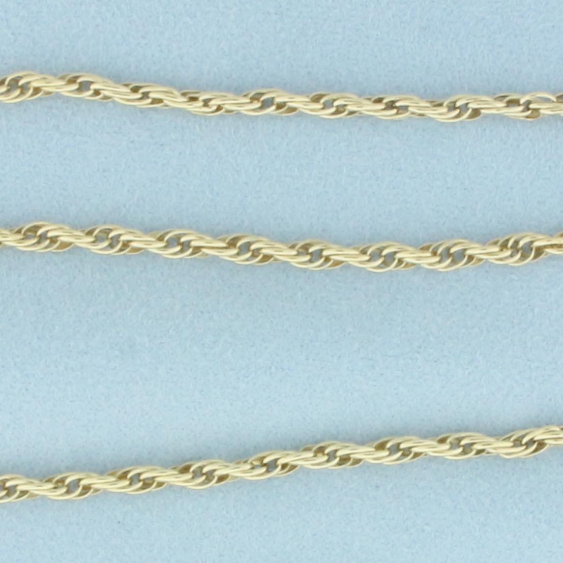 34 Inch Rope Link Chain Necklace In 14k Yellow Gold