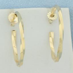 Twisting Hoop Earrings In 14k Yellow Gold