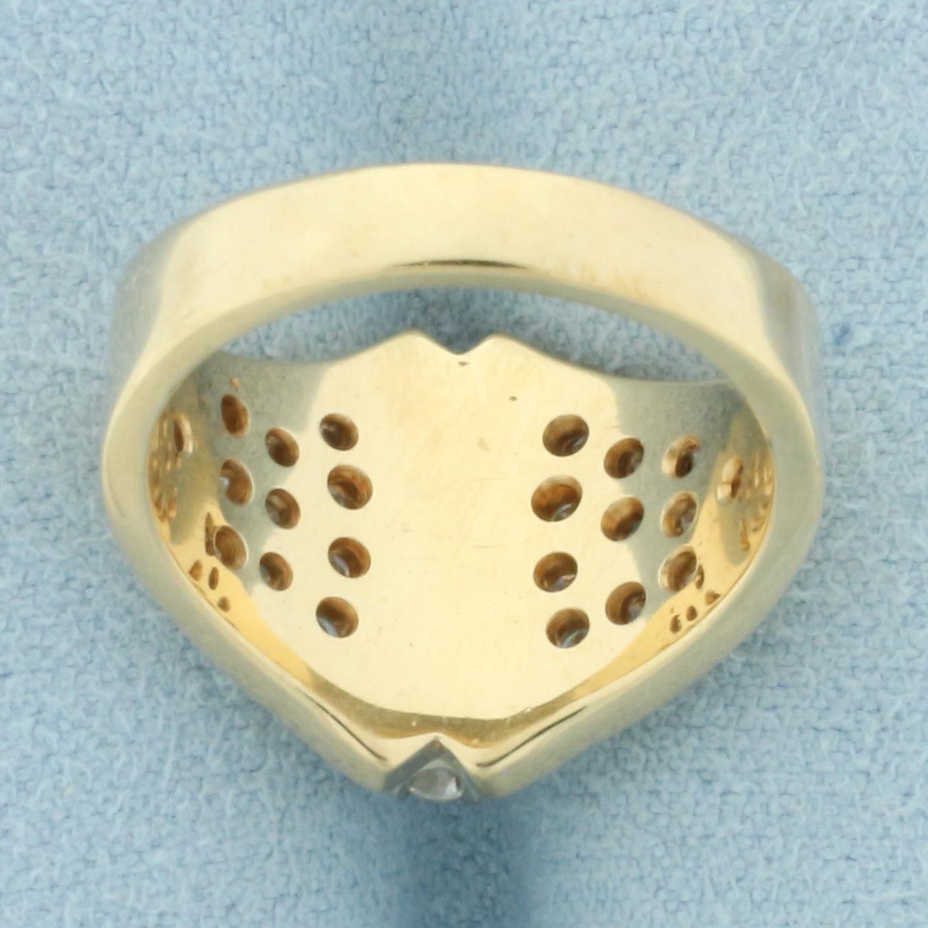 Vertical Diamond 3 Stone Ring In 14k Yellow Gold