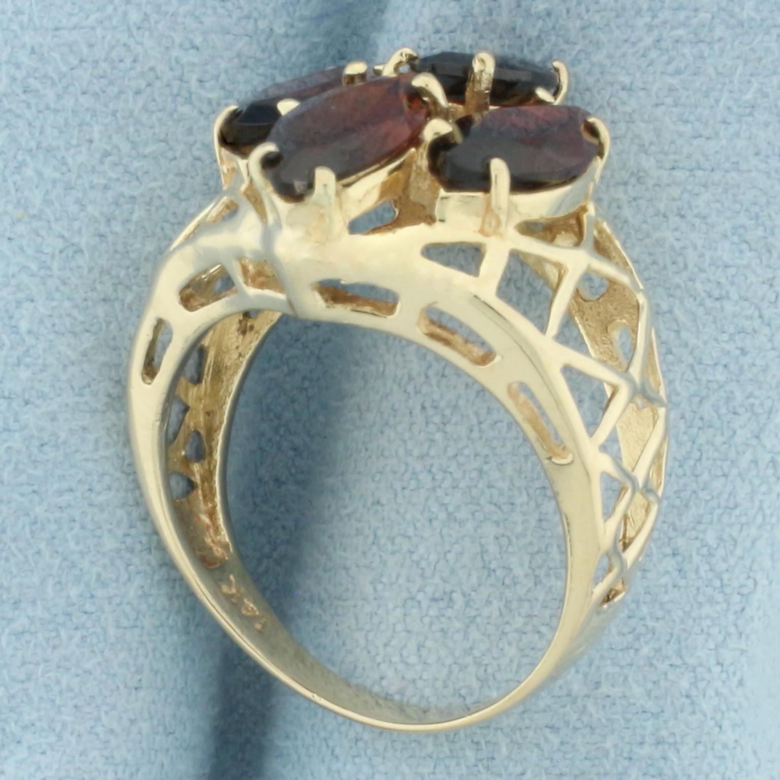 Marquise Garnet Ring In 14k Yellow Gold