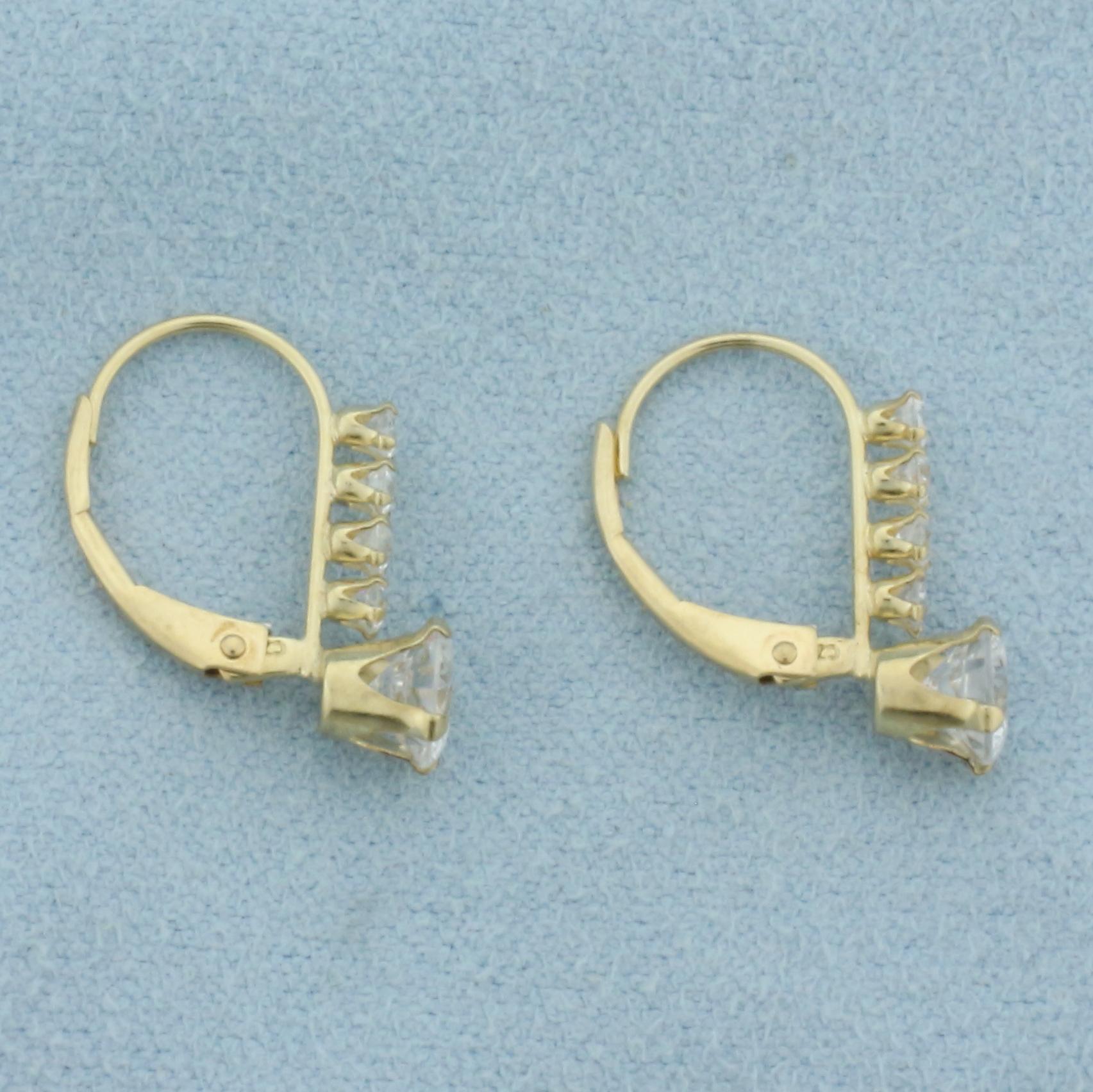 Cz Drop Earrings In 14k Yellow Gold