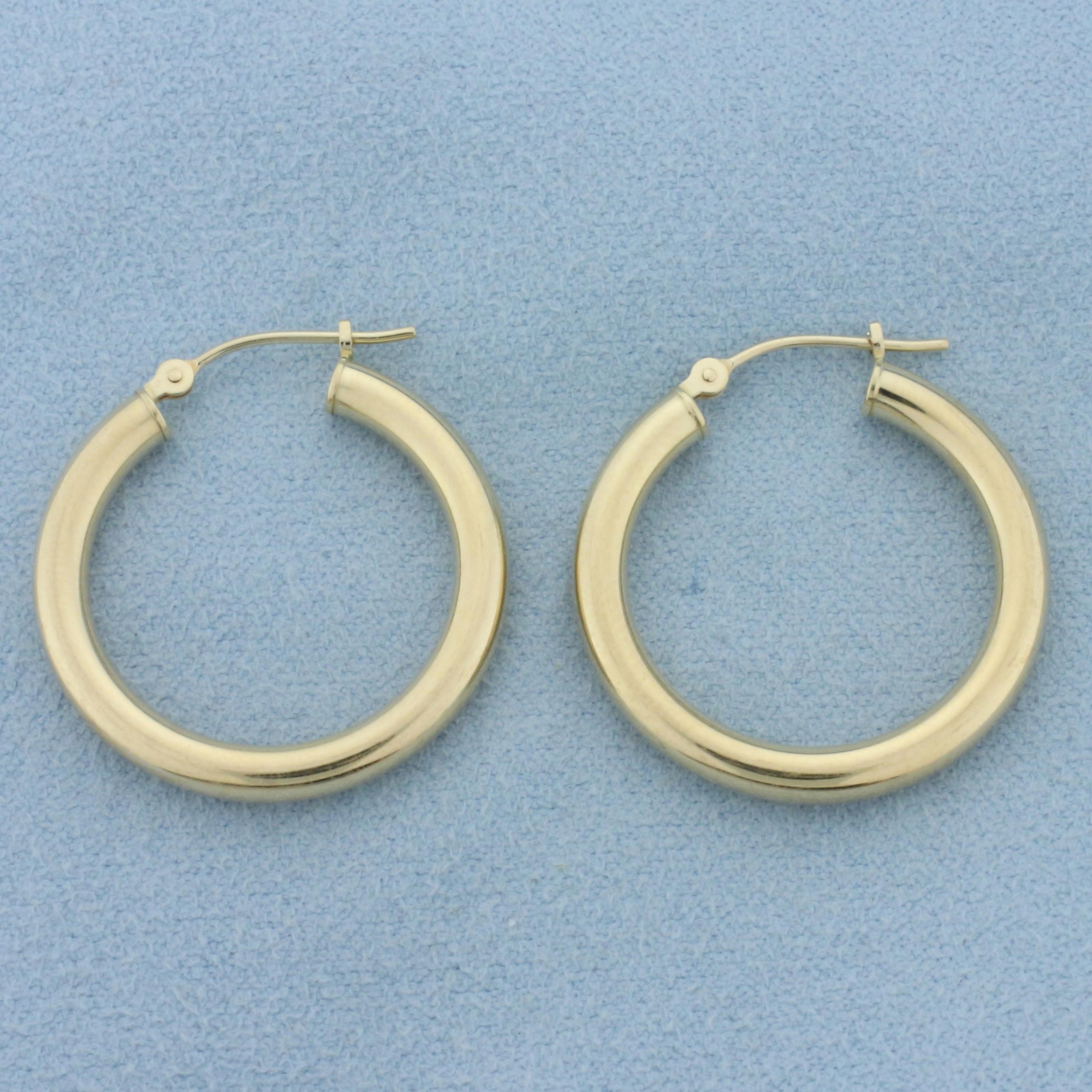 Tube Hoop Earrings In 14k Yellow Gold