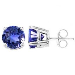 5mm Round Cut Lab Tanzanite 1.2ctw Stud Earrings In Sterling Silver