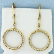 Diamond Circle Dangle Earrings In 14k Yellow Gold