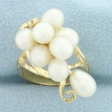 Teardrop Pearl Statement Ring In 14k Yellow Gol