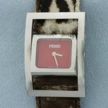 Fendi 5010l Rotating Face Pony Hair Flip Watch