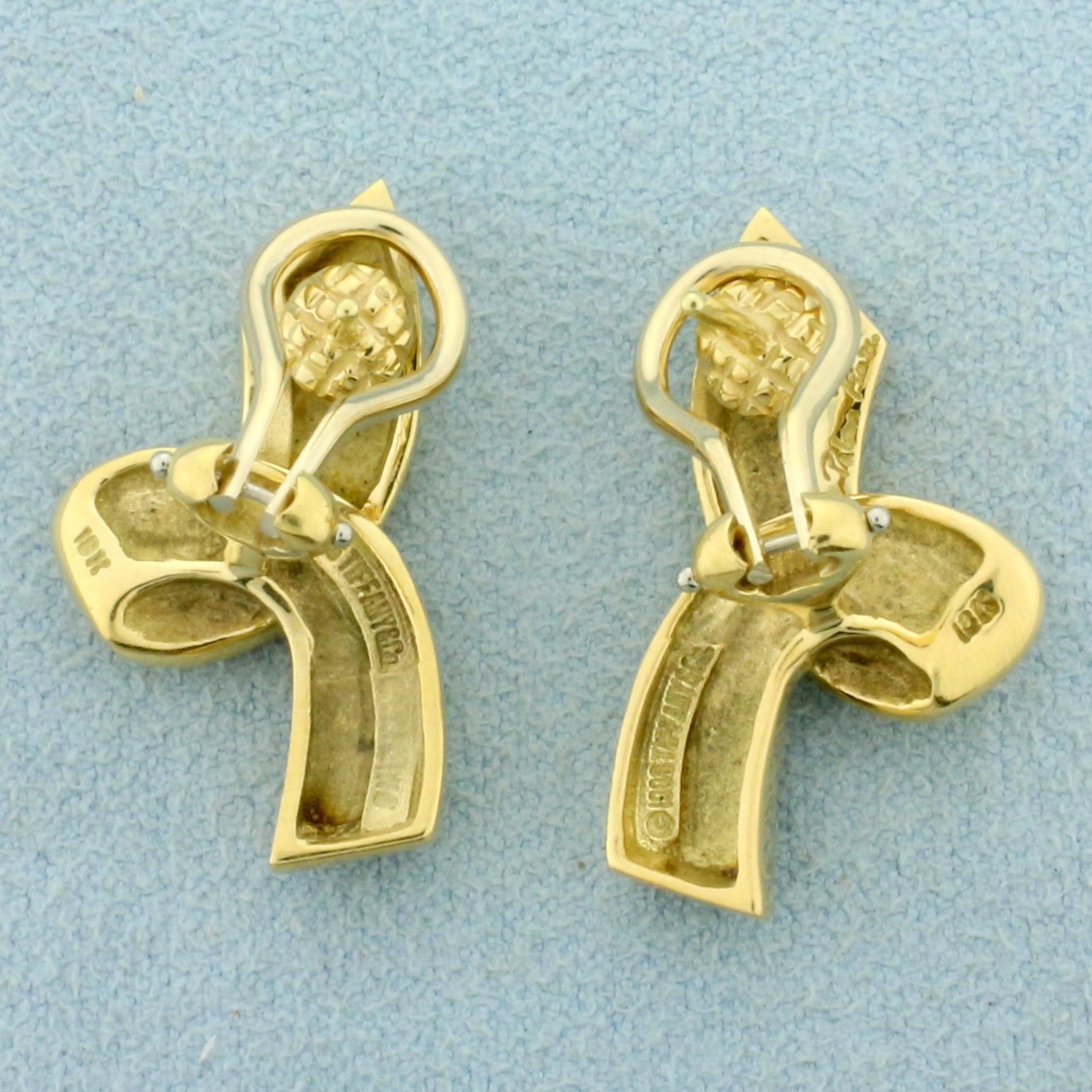 Authentic Tiffany & Co. Paloma Picasso Ribbon Earrings In 18k Yellow Gold