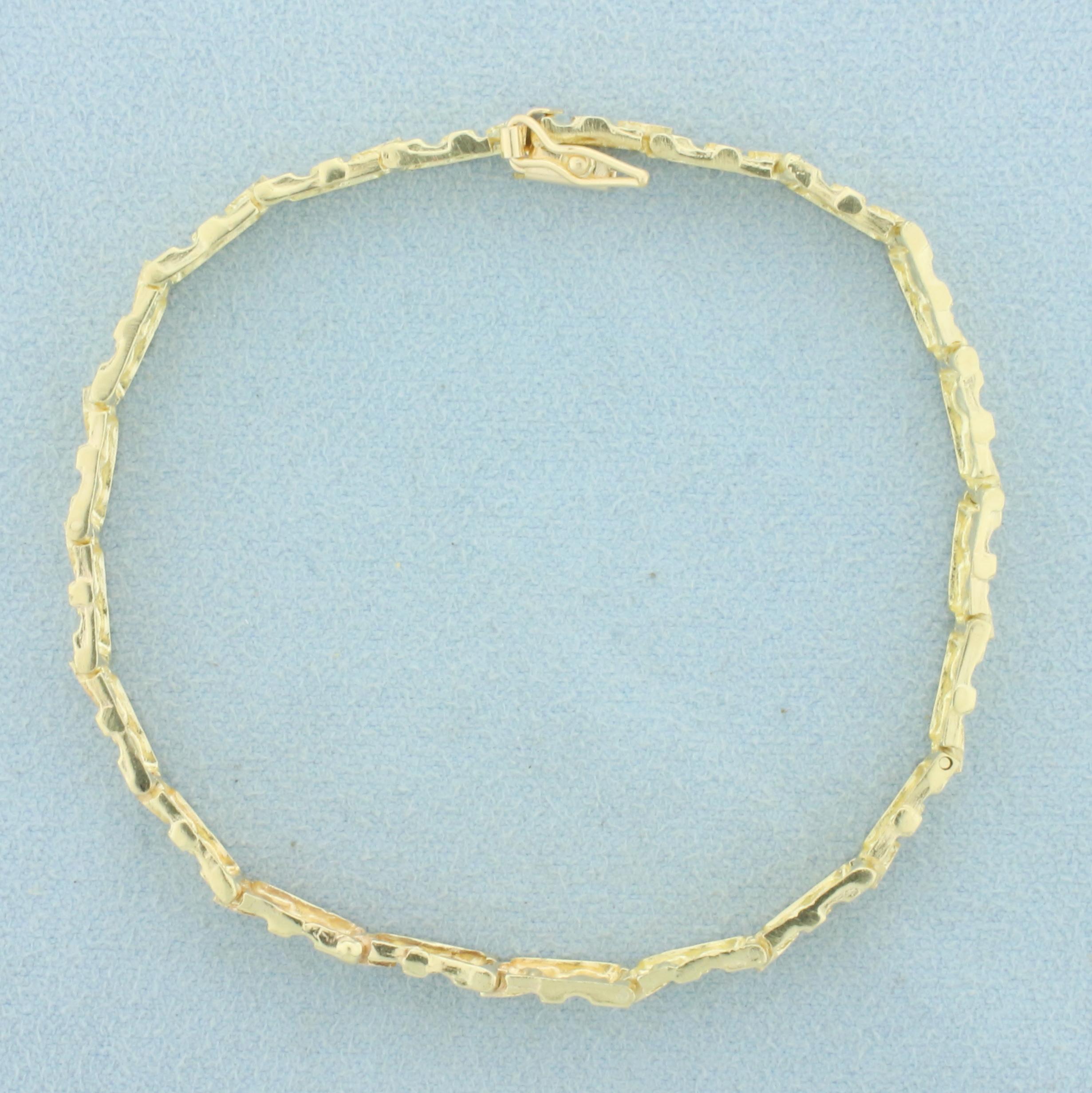 Nugget Design Link Bracelet In 14k Yellow Gold
