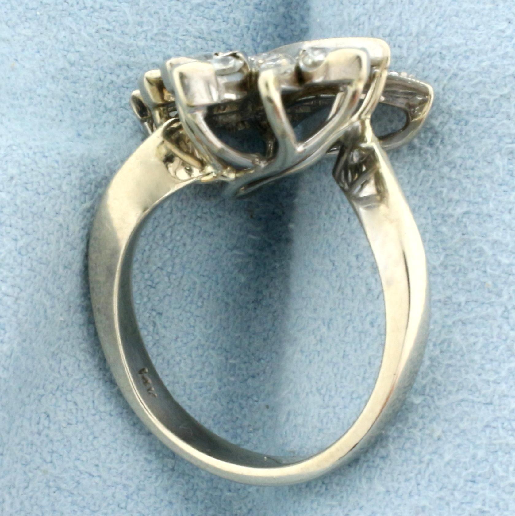 1ct Nature Design Diamond Ring In 14k White Gold