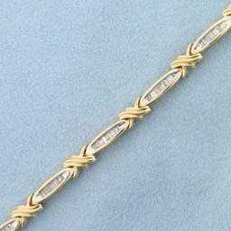 Baguette Diamond Bracelet In 14k Yellow Gold