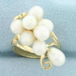 Teardrop Pearl Statement Ring In 14k Yellow Gol