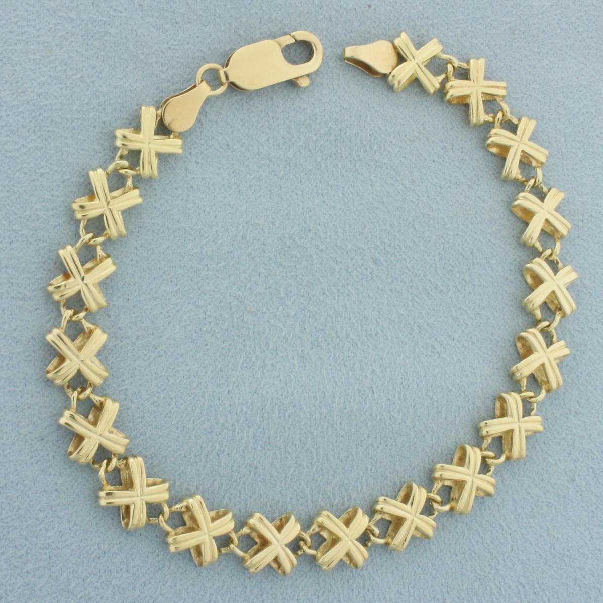 Designer X Link Bracelet In 14k Yellow Gold