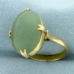 Jade Solitaire Statement Ring In 14k Yellow Gold