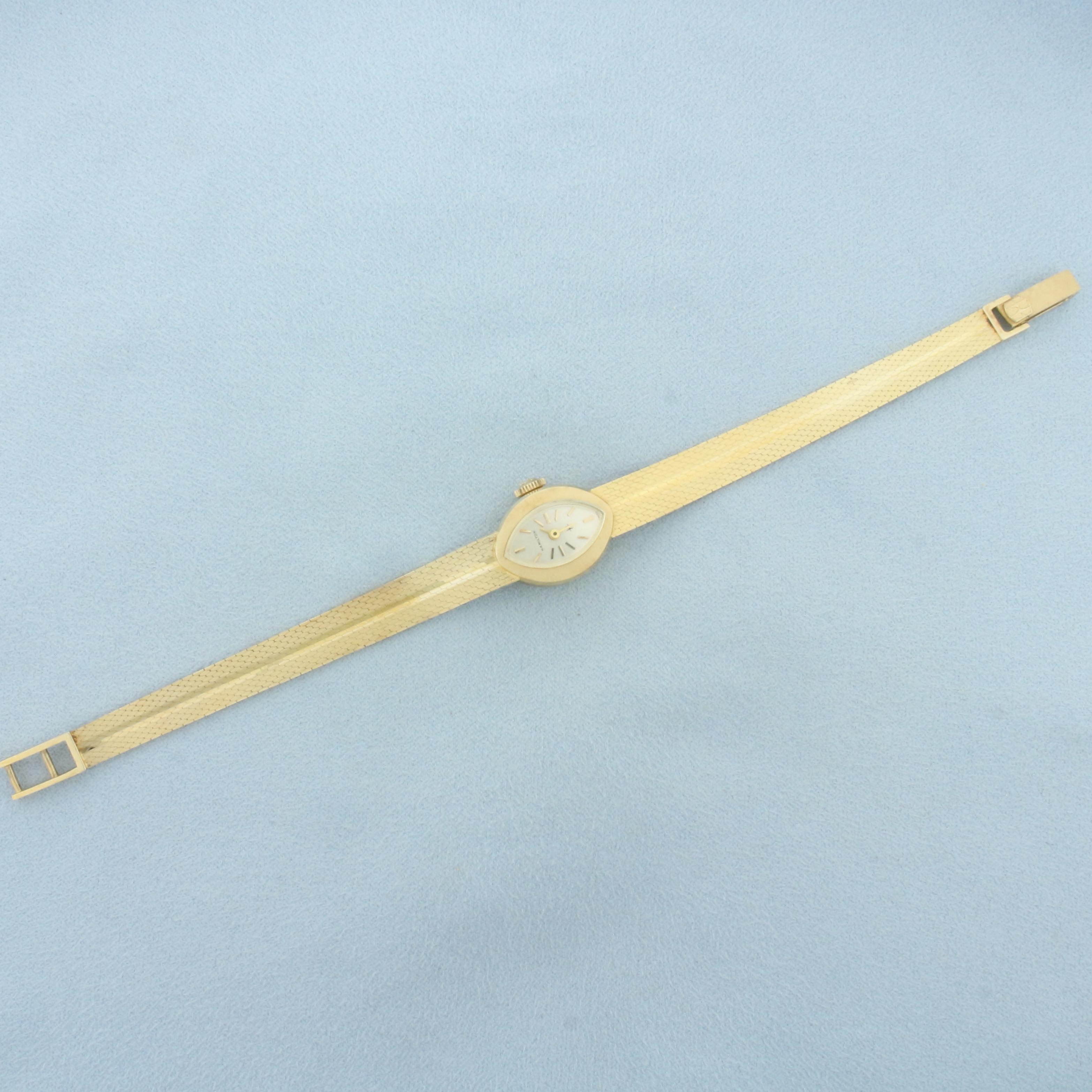 Ladies Vintage Hamilton Manual Wind Watch In Solid 14k Yellow Gold