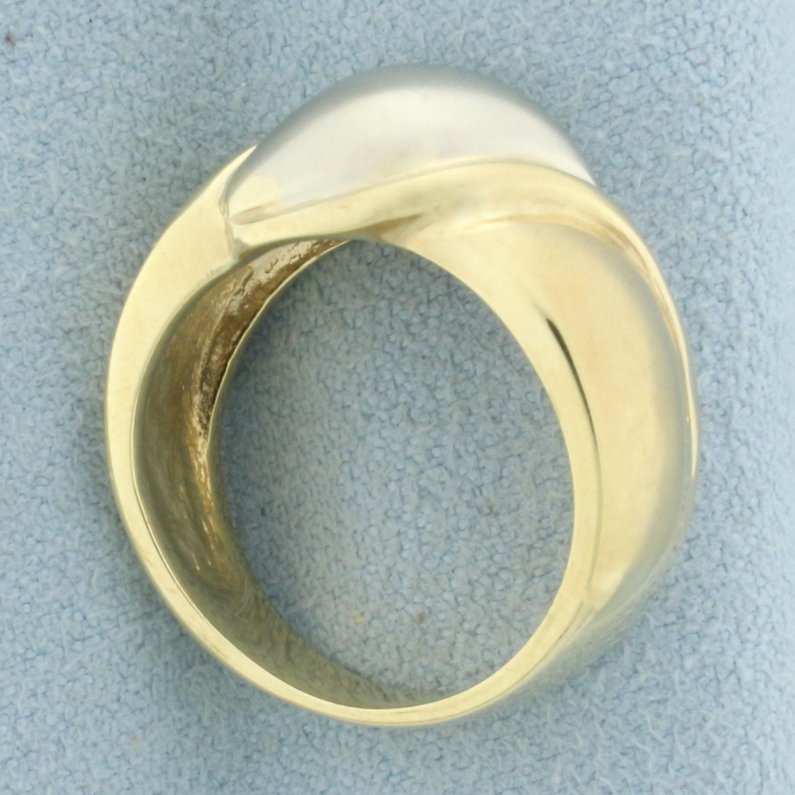 Two Tone 3 D Satin Finish Ring In 14k White And Yellow Gold