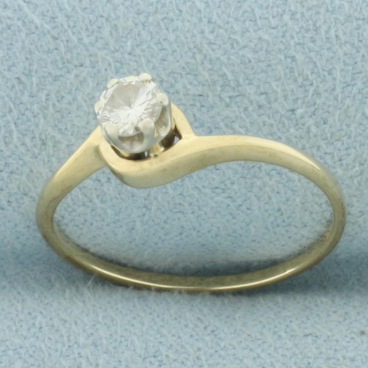 Diamond Solitaire Engagement Ring In 14k Yellow Gold