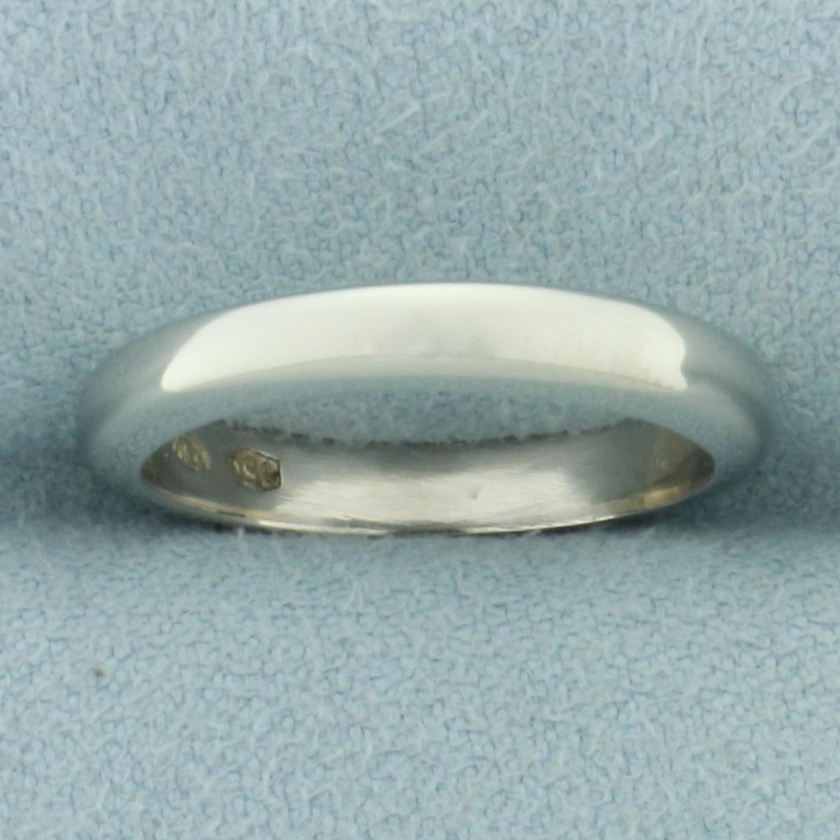 Womans Half Dome Wedding Band Ring In 18k White Gold