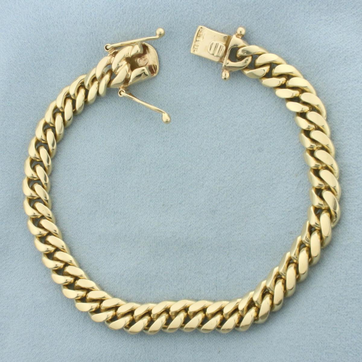 Mens Heavy Curb Link Bracelet In 14k Yellow Gold