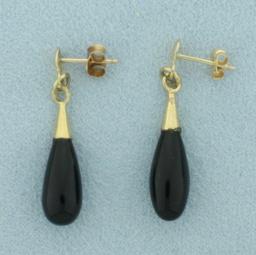 Onyx Teardrop Dangle Earrings In 14k Yellow Gold