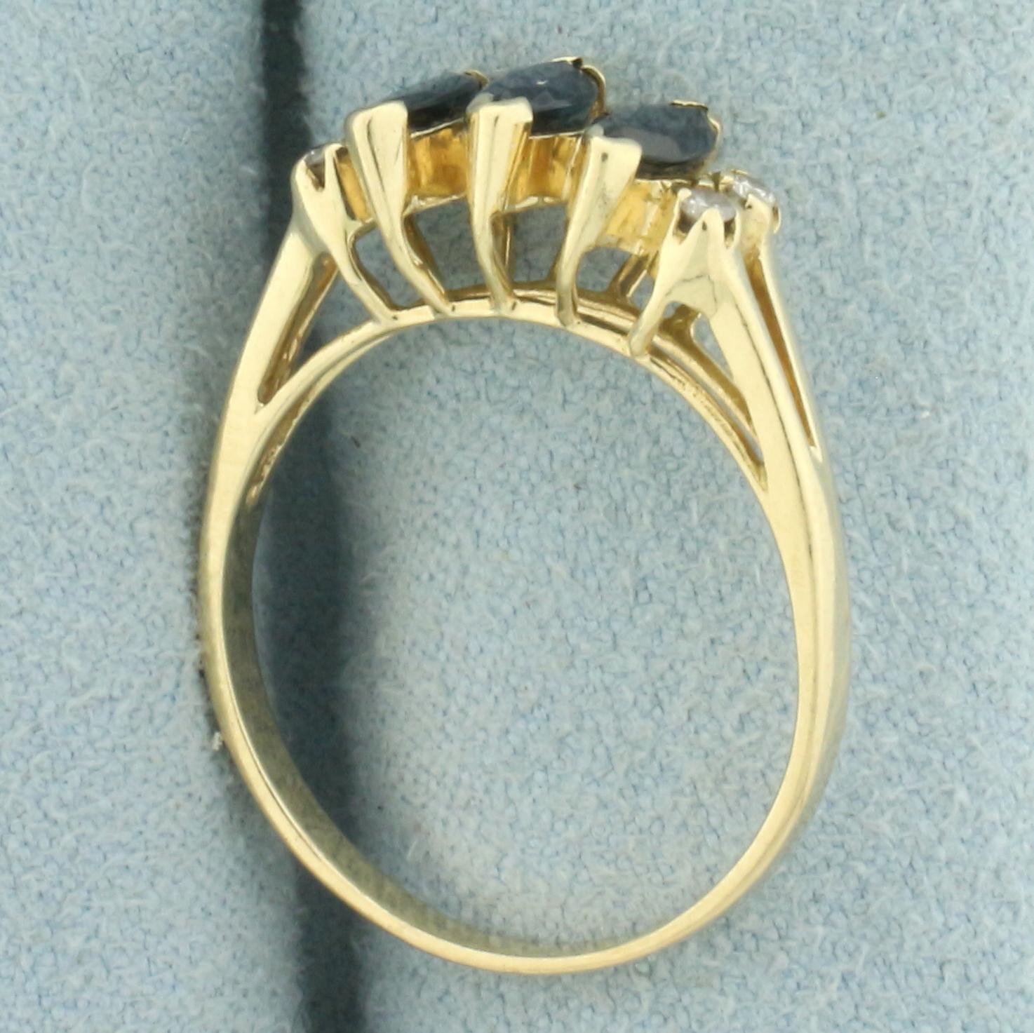 Sapphire And Diamond Ring In 14k Yellow Gold