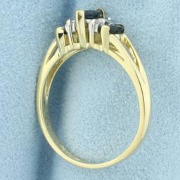 Sapphire And Diamond Split Shank Ring In 14k Yellow Gold