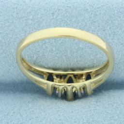 Sapphire And Diamond Split Shank Ring In 14k Yellow Gold