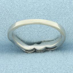 Wave Design Shadow Band Ring In 14k White Gold