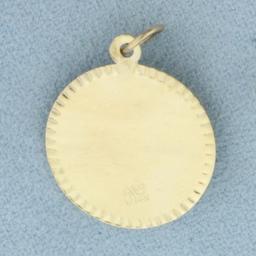 Poodle Disc Charm Or Pendant In 14k Yellow Gold