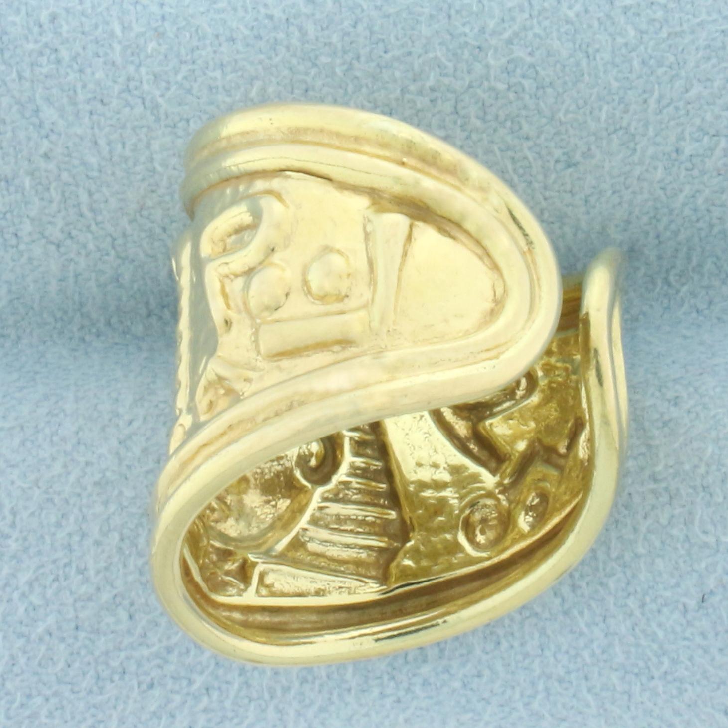 Egyptian Pharaoh Ring In 14k Yellow Gold