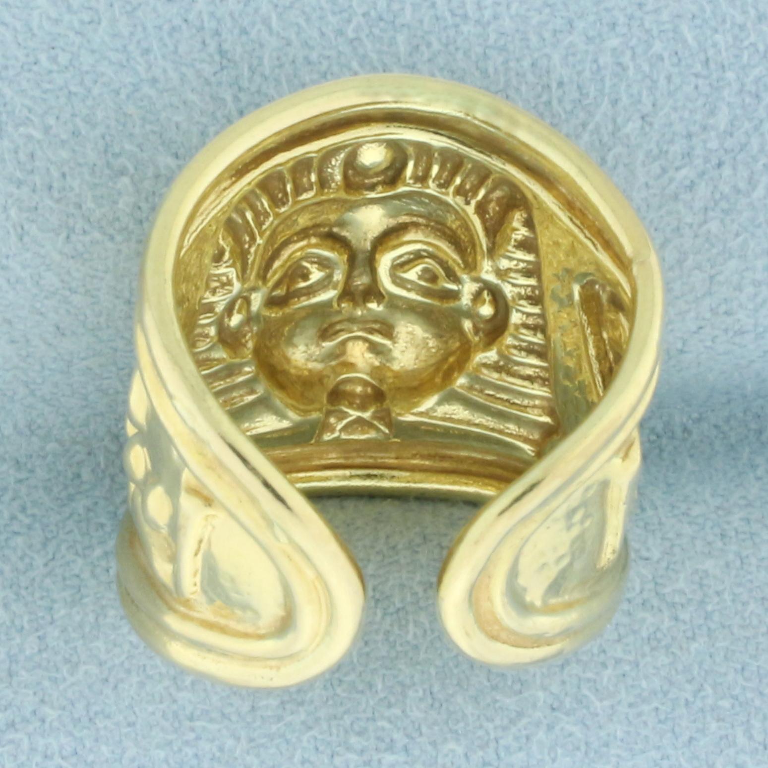 Egyptian Pharaoh Ring In 14k Yellow Gold