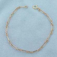 Oval And Circle Chain Link Bracelet In 10k Yellow Gold