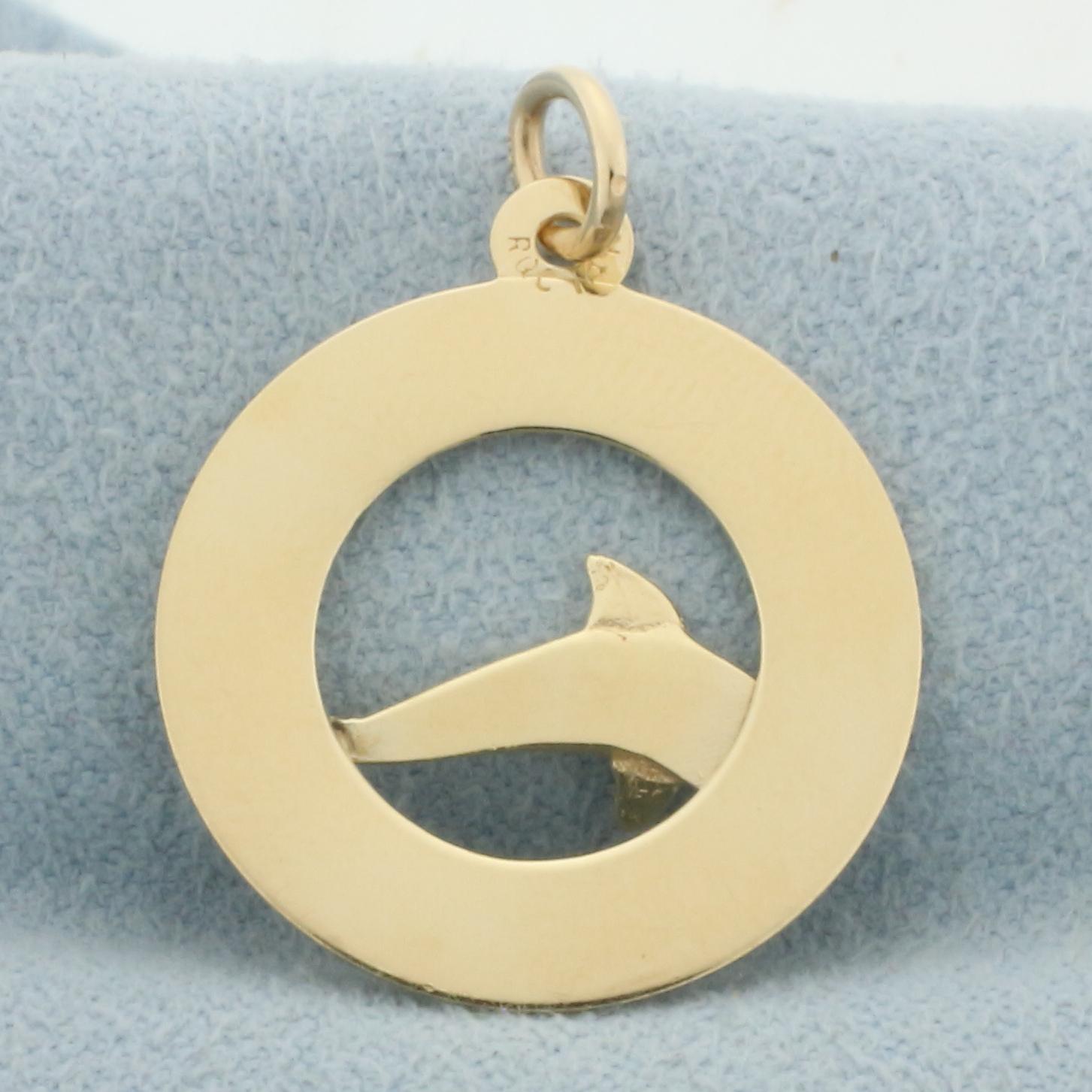 Aruba Dolphin Charm Or Pendant In 14k Yellow Gold