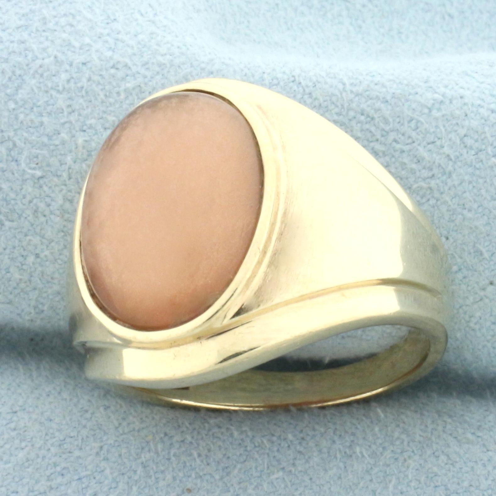 Mens Morganite Doublet Statement Ring In 10k Yellow Gold