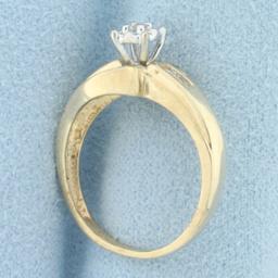 Baguette And Round Diamond Ring In 10k Yellow Gold