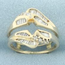 Baguette And Round Diamond Ring Jacket Enhancer In 14k Yellow Gold