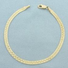 Reversible Herringbone Bracelet In 14k Yellow Gold