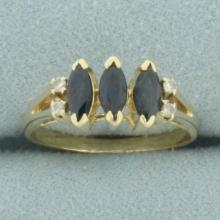 Sapphire And Diamond Ring In 14k Yellow Gold