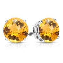 8mm Round Cut Citrine 3.75ctw Stud Earrings In Sterling Silver