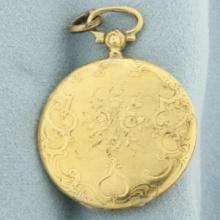 Antique Victorian Remembrance Locket With Hair Art In 18k Yellow Gold