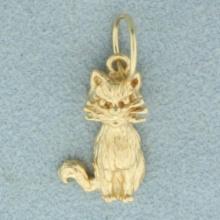 Cat Charm In 14k Yellow Gold