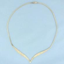 Tri-color Woven V Choker Necklace In 14k Yellow, White, And Rose Gold