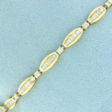 3ct Tw Baguette And Round Diamond Line Bracelet In 14k Yellow Gold