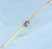 Italian Ruby And Diamond Bracelet In 14k Yellow Gold