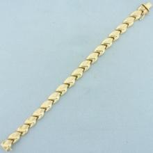 Italian High Polish And Satin Finish Puffy Link Bracelet In 14k Yellow Gold