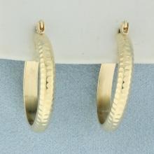 Diamond Cut Hoop Earrings In 14k Yellow Gold