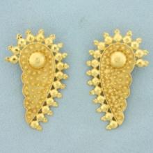 Indian Clip Back Statement Earrings In 22k Yellow Gold