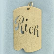 Name Rich Pendant In 14k Yellow Gold