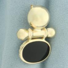 Vintage Onyx Door Knocker Slide Pendant In 14k Yellow Gold