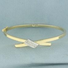 Criss Cross Hinged Bangle Bracelet In 14k Yellow Gold